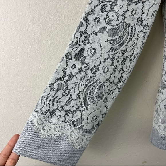 Soft Surroundings Laced Gray Full Zip Long Sleeve Sweater Jacket - Picture 3 of 11